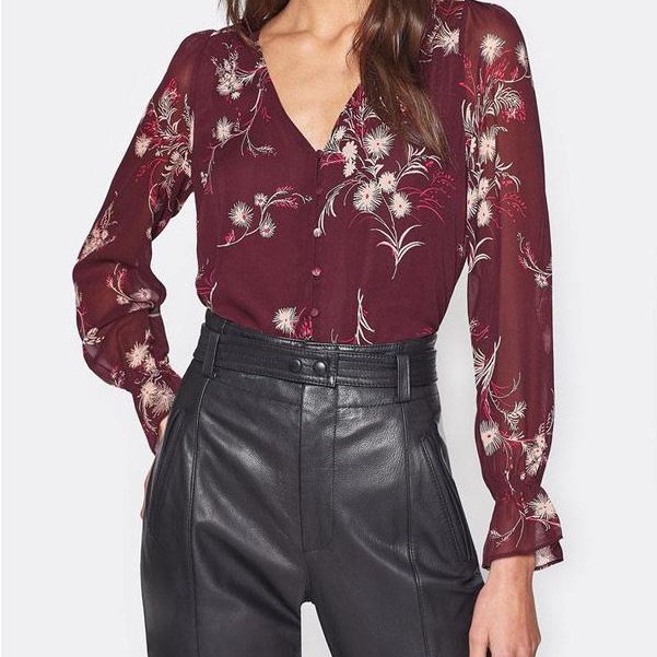 Joie Burgundy Floral Blouse
